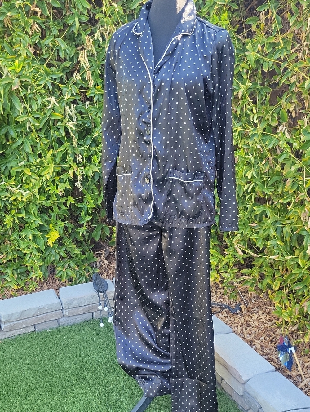 PINK K. KMART Black Celestial Star Pajama Set Sz S